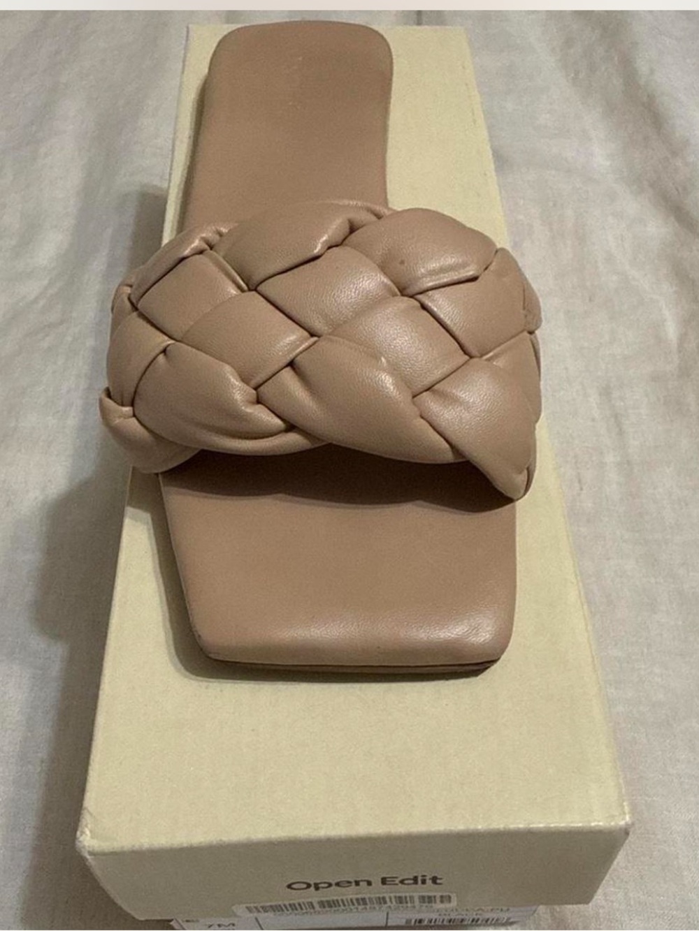 Braided Slide Sandal in Taupe - Open Edit